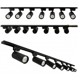 Sada 2m kolejnice + 7x svítidlo GU10 černá