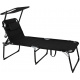 Linder Exclusiv Klappbarer Gartenliege XXL mit Baldachin Schwarz
