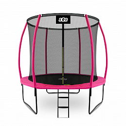 Aga SPORT EXCLUSIVE Trampolin 244 cm 8 ft Rosa, Kindertrampolin, Gartentrampolin mit Sicherheitsnetz + Schutznetz + Leiter