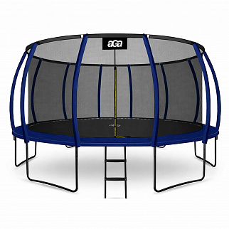 Aga SPORT EXCLUSIVE Trampolin 496 cm 16 ft Dunkelblau, Kindertrampolin, Gartentrampolin mit Sicherheitsnetz + Schutznetz + Leiter