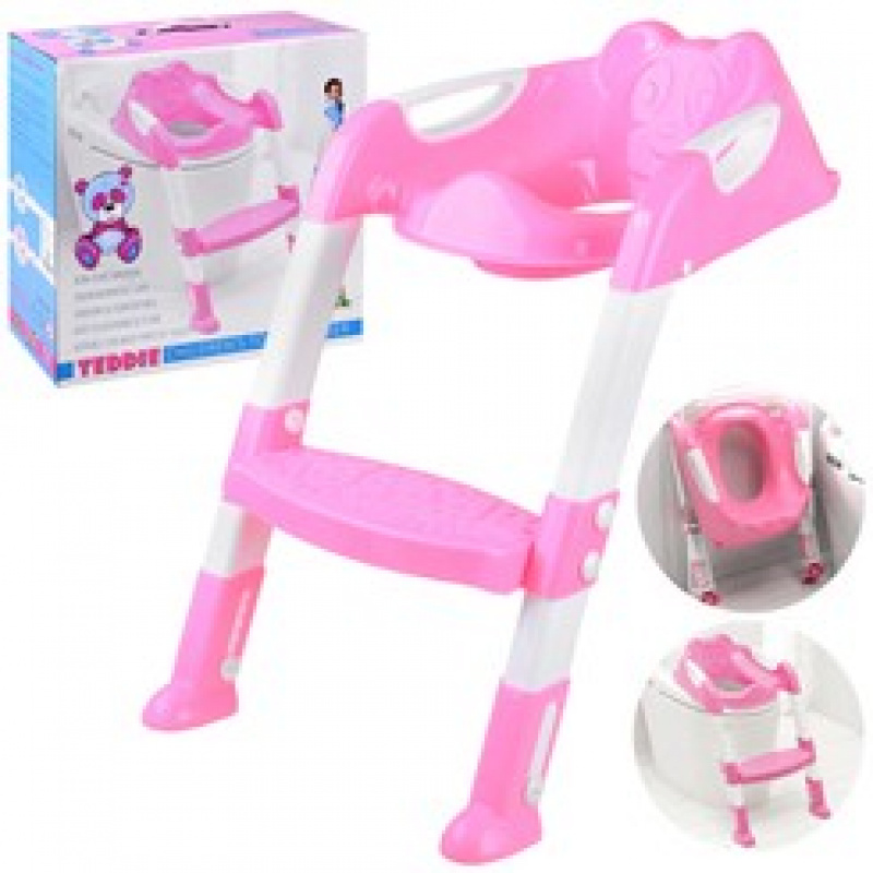 Kindertoilettensitz Trittstufen ZA4348 Weiss / Rosa