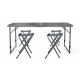 Aga Campingtisch Set, klappbar, 4 Stühle, Klapptisch Camping, höhenverstellbar 120 x 60 x 54/60/70 cm Grau