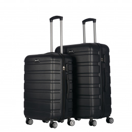 Aga Travel Kofferset, Kofferset 2 Teilig Hartschale Leicht ABS Reisekoffer Haltbar Trolley Handgepäck Sets mit Code Schloss und 4 Rollen  MR4660 Schwarz