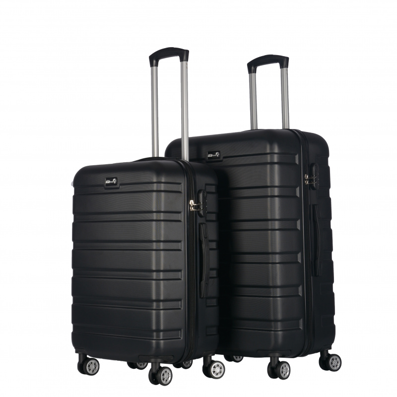Aga Travel Kofferset, Kofferset 2 Teilig Hartschale Leicht ABS Reisekoffer Haltbar Trolley Handgepäck Sets mit Code Schloss und 4 Rollen  MR4660 Schwarz