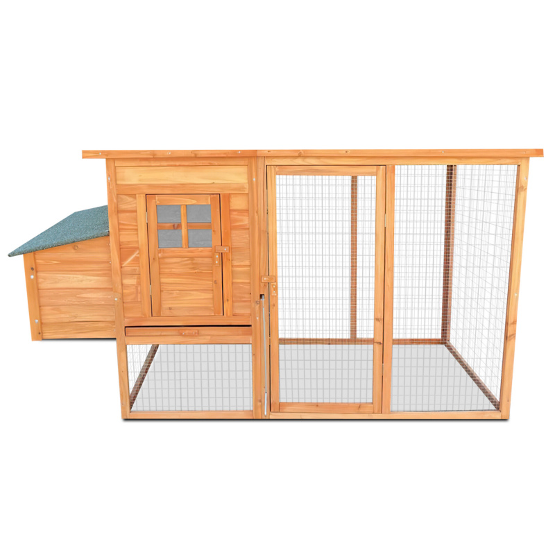 Aga Hühnerstall mit Auslauf aus Holz – wetterfest, inkl. Nistkasten und Rampe, für Hühner, 198x75x103 cm