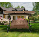 Aga Gartenschaukel 2in1 GRANDLUX  Gartenschaukel 3-Sitzer Gartenliege,Schaukel,Gartenbank bis 250 Kg, Hellbraun