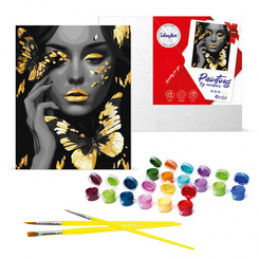 Malowanie po numerach Dziewczyna ze złotymi motylami KHO8307 40x50 AP0043 uniwersalny