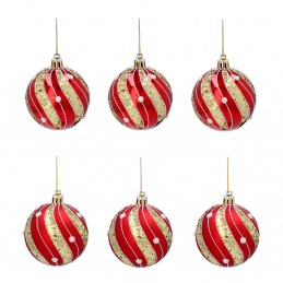 Aga Weihnachtskugeln 7cm 6 Stück Rot/Perle