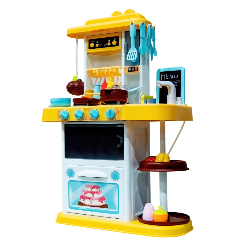 Aga4Kids Plastikküche mit Spülbecken und Wasserpumpe, Regal und Haken für Küchenutensilien, Sound- und Lichteffekte