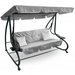 Aga Gartenschaukel 2in1 GRANDLUX Gartenschaukel 3-Sitzer Gartenliege,Schaukel,Gartenbank bis 250 Kg Hellgrau