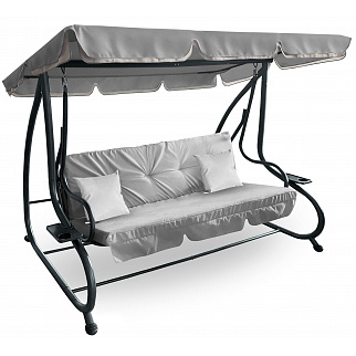 Aga Gartenschaukel 2in1 GRANDLUX Gartenschaukel 3-Sitzer Gartenliege,Schaukel,Gartenbank bis 250 Kg Hellgrau