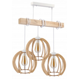 LED závěsné stropní svítidlo, dřevěné, bílé, 3xE27, vzácná koule