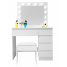 Aga Schminktisch mit Spiegel und Beleuchtung + Hocker Weiß matt Aga Schminktisch mit Spiegel und Beleuchtung + Hocker Weiß matt