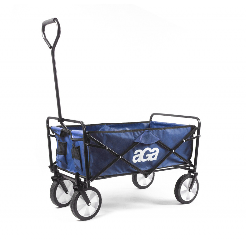Aga Bollerwagen Gartenwagen faltbar mit Griff & Getränkehaltern bis 80 kg, Handwagen Outdoor MR4610 Blau