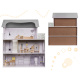 Aga Holzpuppenhaus + Möbel 70cm grau