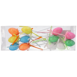 Jajka styropianowe brokatowe na piku 12 szt