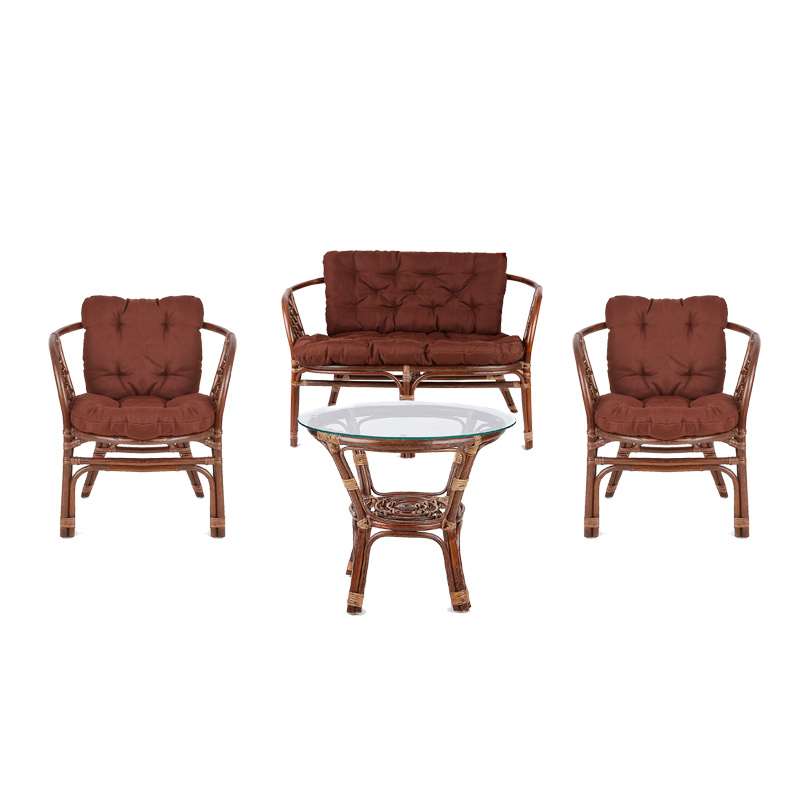 Aga Rattan-Garnitur BAHAMA Choco Brown