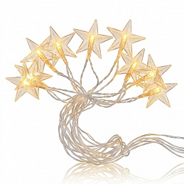 Linder Exclusiv Lichterkette Weihnachtskette 48 LED Sterne Warm weiß