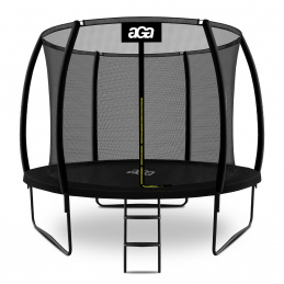 Aga SPORT EXCLUSIVE Trampolin, Kindertrampolin, Gartentrampolin mit Sicherheitsnetz 305 cm Schwarz + Schutznetz + Leiter