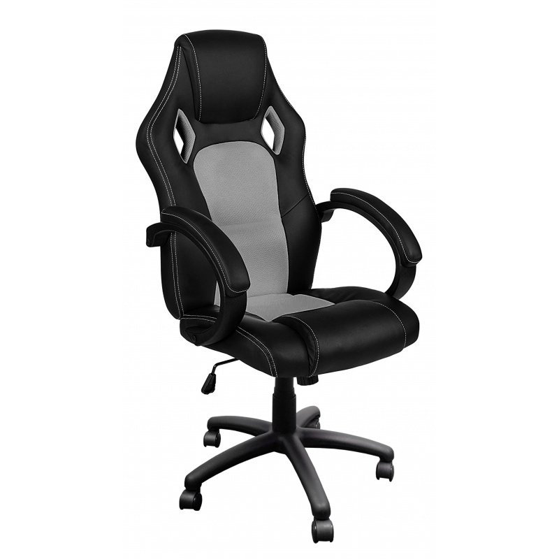 Aga Spielstuhl, Bürostuhl,Drehbarer Spielstuhl, Gamingstuhl, Racing Schreibtischstuhl, Chefsessel Schwarz - Grau