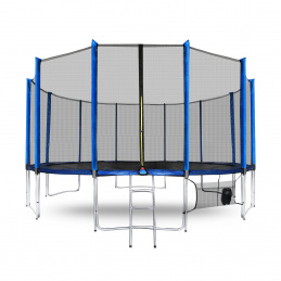 Aga SPORT PROTrampolin,Kindertrampolin,Gartentrampolin mit Sicherheitsnetz 500 cm Blau + Schutznetz + Leiter + Schuhtasche