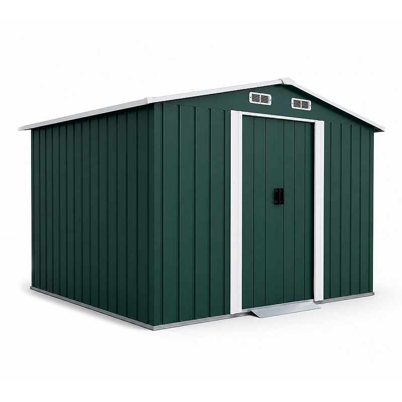 Aga Gartenhaus MR4054 – für Werkzeuge - verzinkter Stahl, 7,2 m2 – 301x214x238 cm - Schiebetür –  Grün – robust & witterungsbeständig – für Gartengeräte