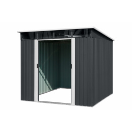 Aga Gartenhaus MR4050 – 4,6 m² - 238x202x194 - Geräteschuppen aus verzinktem Stahl – Dunkelgrau – Große Doppelschiebetüren 103x173 cm