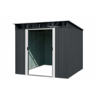 Aga Gartenhaus MR4050 – 4,6 m² - 238x202x194 - Geräteschuppen aus verzinktem Stahl – Dunkelgrau – Große Doppelschiebetüren 103x173 cm