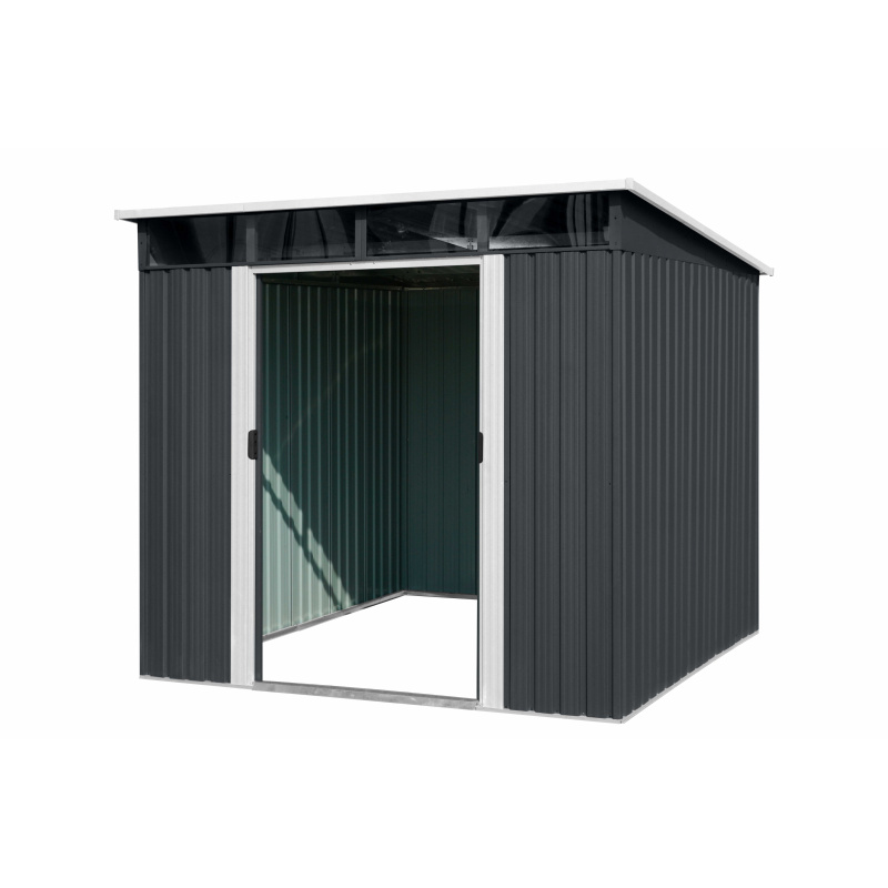 Aga Gartenhaus MR4050 – 4,6 m² - 238x202x194 - Geräteschuppen aus verzinktem Stahl – Dunkelgrau – Große Doppelschiebetüren 103x173 cm
