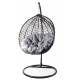 Aga Hängesessel mit Gestell und Kissen Hängekorb bis 120 kg ORTA MR4202B-LG Schwarz/Hellgrau, Hängestuhl, Hängekorb, Hängesessel mit Stahlskelett, Polyrattan Hängekorb, Hängesessel
