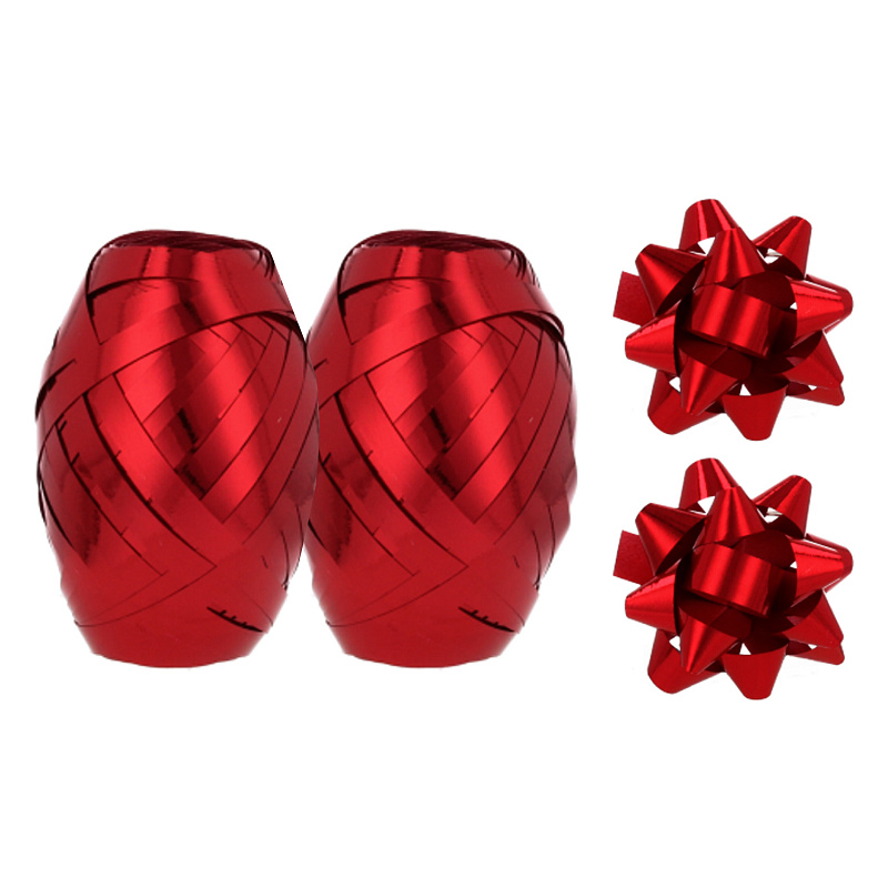 Aga 2x Geschenkband 0,5 cm x 20 m + 6x rote Sterne