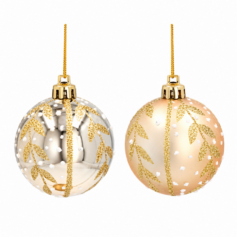 Aga Weihnachtskugeln 6 cm 8 Stk. Gold - Blümchen