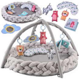 Mata edukacyjna z pałąkiem i zabawkami + warkocz pleciony OTULACZ ZA5875 uniwersalny