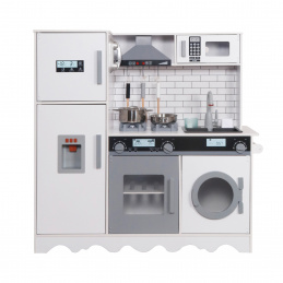 Aga4Kids Kinderküche aus Holz, Backofen, Mikrowelle, Herd mit Kochplatten, Dunstabzugshaube,  Spülbecken zum Geschirrspülen