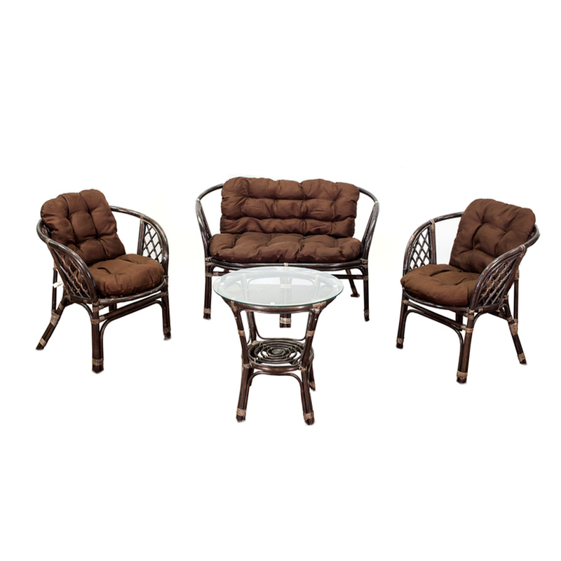 Aga Rattangarnitur BAHAMA Rattangruppe inkl.hochwertigen Polster Choco Brown