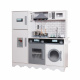 Aga4Kids Kinderküche aus Holz, Backofen, Mikrowelle, Herd mit Kochplatten, Dunstabzugshaube,  Spülbecken zum Geschirrspülen
