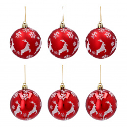 Aga Weihnachtskugeln 7cm 6Stück Rot/Hirsche