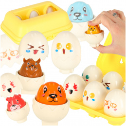 vzdělávací skládačka match shapes eggs montessori animals 6 ks