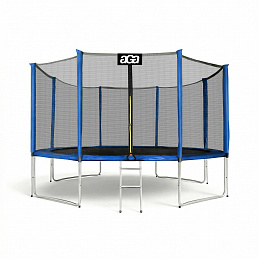 Aga SPORT PRO Trampolin 366 cm 12 ft Blau,Kindertrampolin,Gartentrampolin mit Sicherheitsnetz + Schutznetz + Leiter