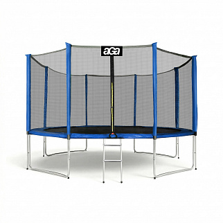 Aga SPORT PRO Trampolin 366 cm 12 ft Blau,Kindertrampolin,Gartentrampolin mit Sicherheitsnetz + Schutznetz + Leiter