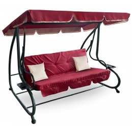 Aga Gartenschaukel 2in1 GRANDLUX Gartenschaukel 3-Sitzer Gartenliege,Schaukel,Gartenbank bis 250 Kg, Dunklerot