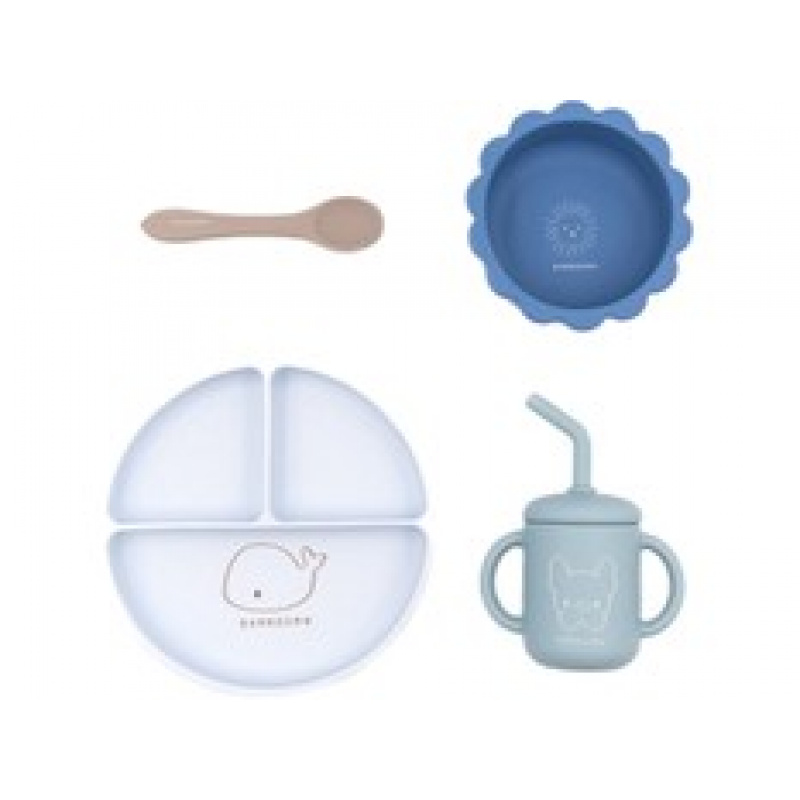 Komplet naczyń z silikonu Niebieski BAMBOOM uniwersalny