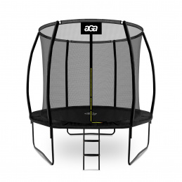 Aga SPORT EXCLUSIVE Trampolin, Kindertrampolin, Gartentrampolin mit Sicherheitsnetz 250 cm Schwarz + Schutznetz + Leiter