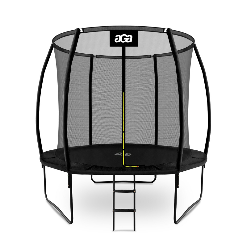 Aga SPORT EXCLUSIVE Trampolin, Kindertrampolin, Gartentrampolin mit Sicherheitsnetz 250 cm Schwarz + Schutznetz + Leiter