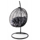 Aga Hängesessel mit Gestell und Kissen Hängekorb bis 120 kg ORTA MR4202B-DG Schwarz/Dunkelgrau, Hängestuhl, Hängekorb, Hängesessel mit Stahlskelett, Polyrattan Hängekorb, Hängesessel