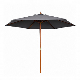 Linder Exclusiv Gartenschirm mit Holzkonstruktion 300 cm Dunkelgrau