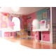 Aga MDF Holzpuppenhaus + Möbel 70cm rosa LED