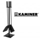 Kaminbesteck, 4-teilige Kamingarnitur mit Schaufel, Besen, Schürhaken & Halter, Ofenbesteck modern, schwarz