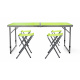Aga Camping Set – Faltbarer Campingtisch mit 4 Hockern – höhenverstellbar –  kompakt & wetterfest - Aluminium – Koffertisch für 4 Personen - Grün