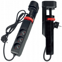 Prodlužovací kabel 3 zásuvky 1,5m černý se svorkou + USB port